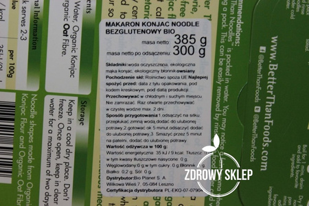 Better Than Makaron Noodle konjac bezglutenowy bio 385g