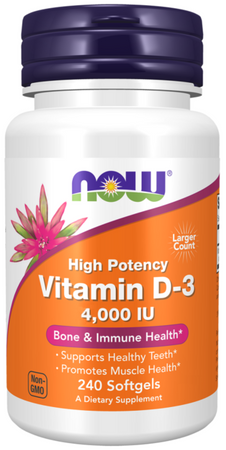 NOW Foods Witamina D3 4000IU 240 kapsułek żelowych