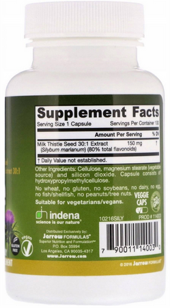 Jarrow Formulas Milk Thistle Ostropest plamisty 150mg 100 vege kapsułek