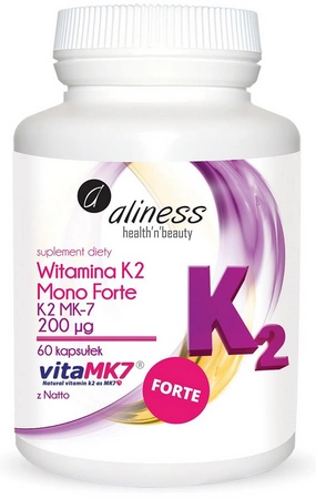 aliness Witamina K2 Menachinon MonoFORTE MK-7 200mcg z Natto 60 kapsułek