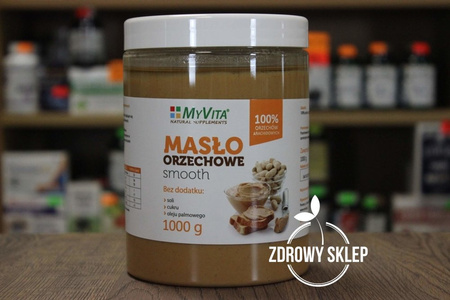 MyVita Masło Orzechowe smooth 100% bez soli cukru oleju palmowego gładkie 1000g