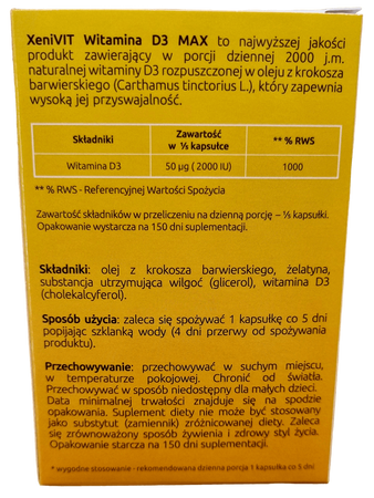 XenicoPharma XeniVIT Witamina D3 MAX 10000 30 kapsułek