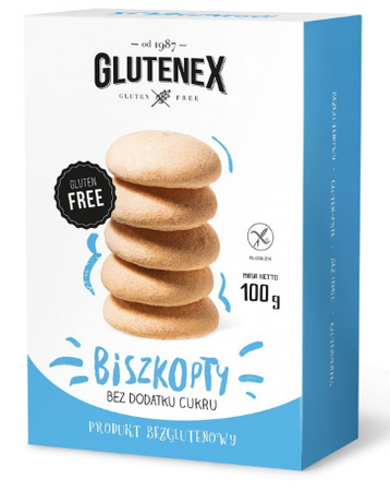 GLUTENEX Biszkopty bezglutenowe bez dodatku cukrów 100g