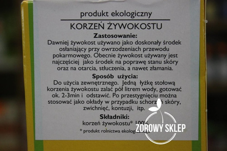 Dary Natury Korzeń Żywokostu 100% EKO 100g