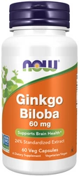 NOW Foods Ginkgo Biloba miłorząb japoński 60mg 60 vege kapsułek