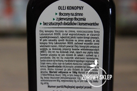 BIOOIL Olej Konopny tłoczony na zimno nieoczyszczony 100ml