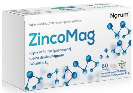 Narum ZincoMag plus B6 300mg 60 kapsułek