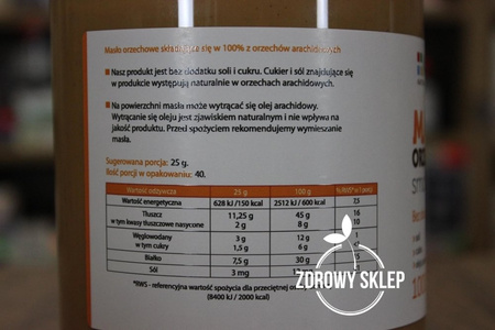 MyVita Masło Orzechowe smooth 100% bez soli cukru oleju palmowego gładkie 1000g