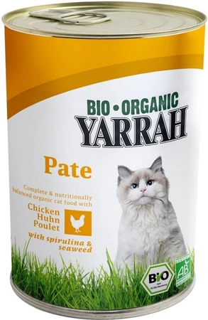 (DLA KOTA DOROSŁEGO) PASZTET Z KURCZAKA ZE SPIRULINĄ I ALGAMI BIO 400 g - YARRAH