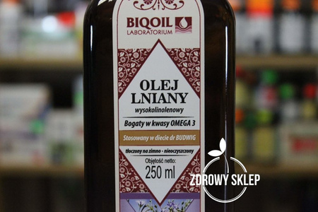 BIOOIL Olej Lniany tłoczony na zimno nieoczyszczony BUDWIG 250ml