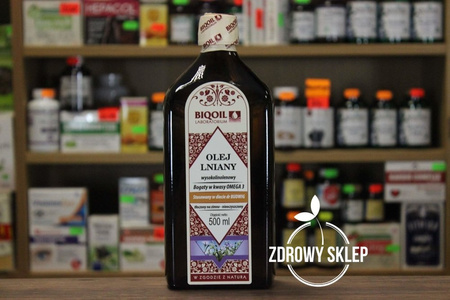 BIOOIL Olej Lniany tłoczony na zimno nieoczyszczony BUDWIG 500ml