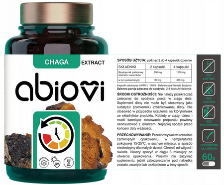 Abiovi Chaga błyskoporek podkorowy ekstrakt 11:1 60 kapsułek