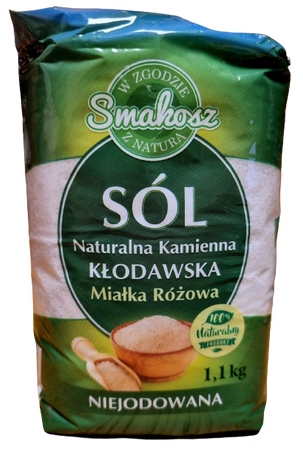 Smakosz sól kamienna kłodawska miałka różowa niejodowana 1,1kg