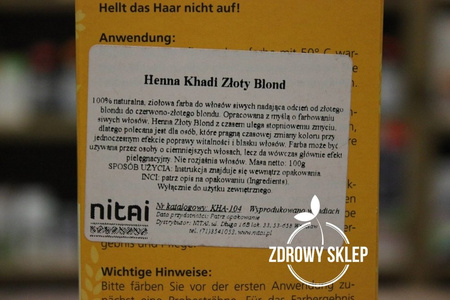 Khadi Złoty Blond naturalna farba ziołowa do włosów KHA-104