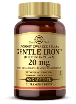 Solgar Gentle Iron (diglicynian żelaza) 20 mg 90 kapsułek
