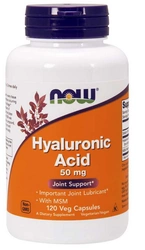 Now Foods Hyaluronic Acid with MSM Kwas hialuronowy 50mg 120 kapsułek