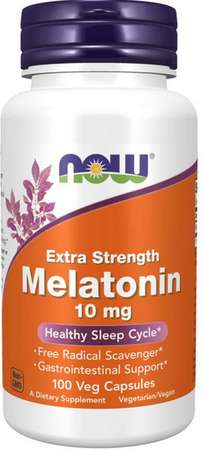 NOW Foods Melatonin, Extra Strength Healthy Sleep Cycle Melatonina 10mg 100 kapsułek