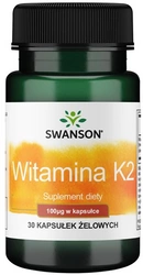 Swanson Vitamin K2 witamina naturalna 100mcg 30 kapsułek żelowych