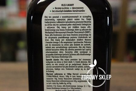 BIOOIL Olej Lniany tłoczony na zimno nieoczyszczony BUDWIG 500ml