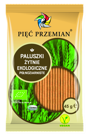 PIĘĆ PRZEMIAN Paluszki żytnie pełnoziarniste BIO 45g