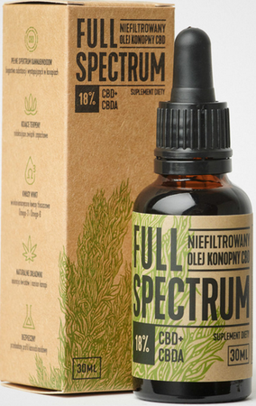 Full Spectrum niefiltrowany olejek konopny 18% CBD+CBDA 30ml