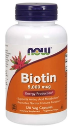 NOW Foods Biotin biotyna 5000mcg 120 vege kapsułek