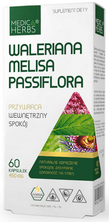 Medica Herbs Waleriana Melisa Passiflora 60 kapsułek