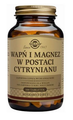 Solgar Wapń i Magnez w postaci cytrynianu  100  tabletek