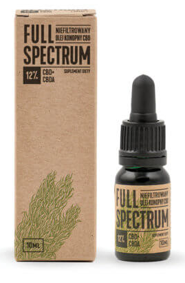 Full Spectrum niefiltrowany olejek konopny 12% CBD+CBDA 10ml