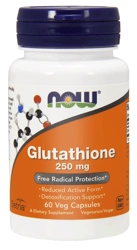 NOW Foods Glutathione Glutation zredukowany 250 mg 60 kapsułek