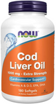 NOW Foods Cod Liver Oil Tran z wątroby dorsza 1000mg 180 kapsułek żelowych