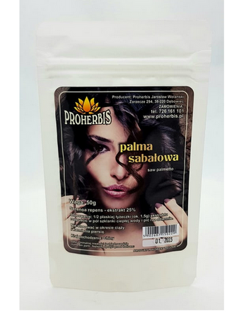 PROHERBIS Palma sabałowa - saw palmetto - ekstrakt 25% 50g