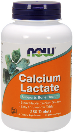 NOW FOODS Calcium lactate (mleczan wapnia) 250 tabletek 