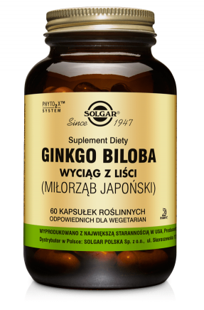 Solgar Ginkgo Biloba Miłorząb japoński - wyciąg z liści 60 kapsułek
