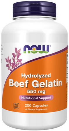 Now Foods Beef Gelatin żelatyna wołowa 550mg 200 kapsułek