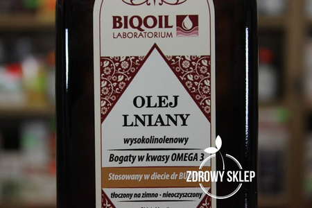 BIOOIL Olej Lniany tłoczony na zimno nieoczyszczony BUDWIG 500ml