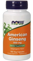 NOW Foods American Ginseng Żeń-szeń amerykański 500mg 100 kapsułek