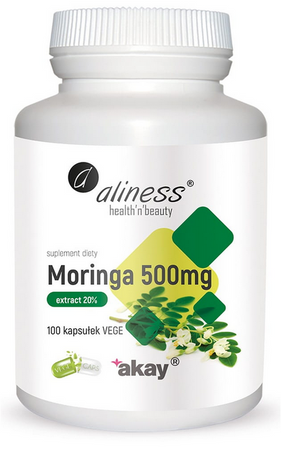 Aliness Moringa ekstrakt 20% 500mg 100 kapsułek 