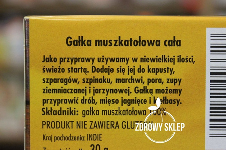 Dary Natury Gałka Muszkatołowa cała 100% 30g