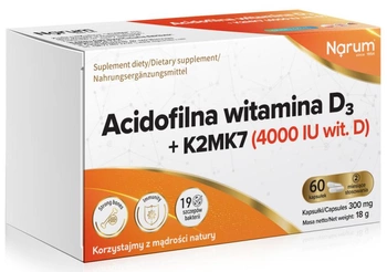 Narum Acidofilna witamina D3 4000IU K2Mk7 60 kapsułek
