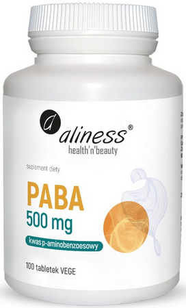 aliness PABA kwas p-aminobenzoesowy 500mg 100 vege tabletek