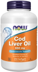 NOW Foods Cod Liver Oil Tran z wątroby dorsza 650mg 250 kapsułek 