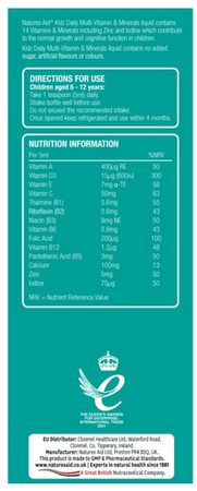 Natures Aid Multwitamina i minerały dla dzieci od 6 do 12 roku życia 150ml