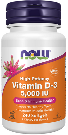 NOW Foods Witamina D3 5000IU 240 kapsułek żelowych