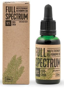 Full Spectrum niefiltrowany olejek konopny 12% CBD+CBDA 30ml