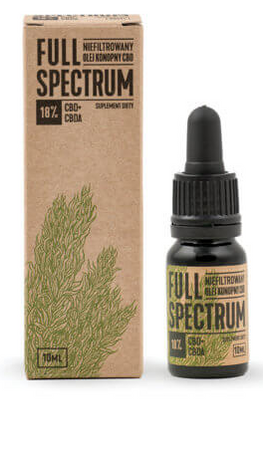 Full Spectrum niefiltrowany olejek konopny 18% CBD+CBDA 10ml