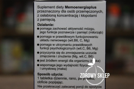 Sanbios Memoenergiaplus energia pamięć koncentracja 30 tabletek