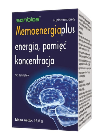 Sanbios Memoenergiaplus energia pamięć koncentracja 30 tabletek