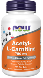 NOW FOODS Acetyl-L-Carnitine 750mg 90 tabletek
