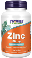 NOW Foods Zinc glukonian cynku 50mg 250 tabletek